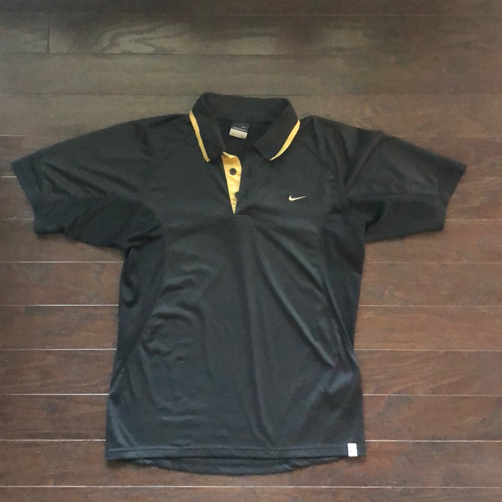 Nike Black and Gold Polo Shirt